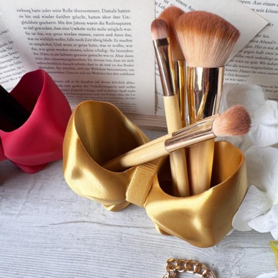 Cute Bow Toothbrush Holder Makeup Brush Organizer Bow Shaped Brush Stand Comb Pen Pencil Container for Bathroom Vanity Countertop