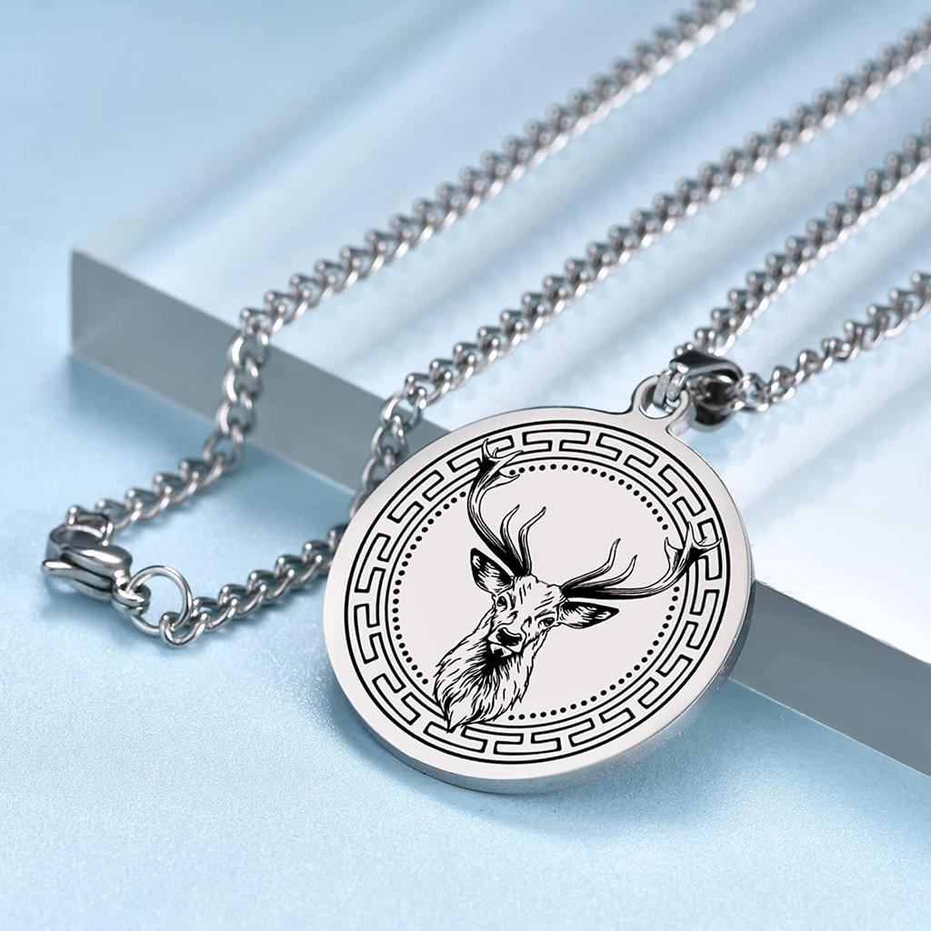 Bear Wolf Tiger Lion Elk Animal Mens Punk Pendant Necklace Stainless Steel Sweater Chains Women Choker Jewelry Gifts