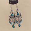 Bohemian diamond-set water drop fringed ear hook retro ethnic style earrings niche high-end fashion temperament earrings
