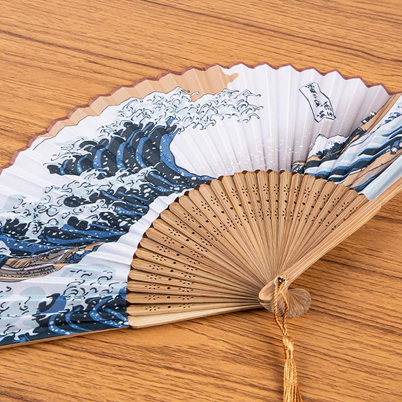 Летний винтажный бамбуковый складной ручной цветочный веер для танцев в китайском стиле