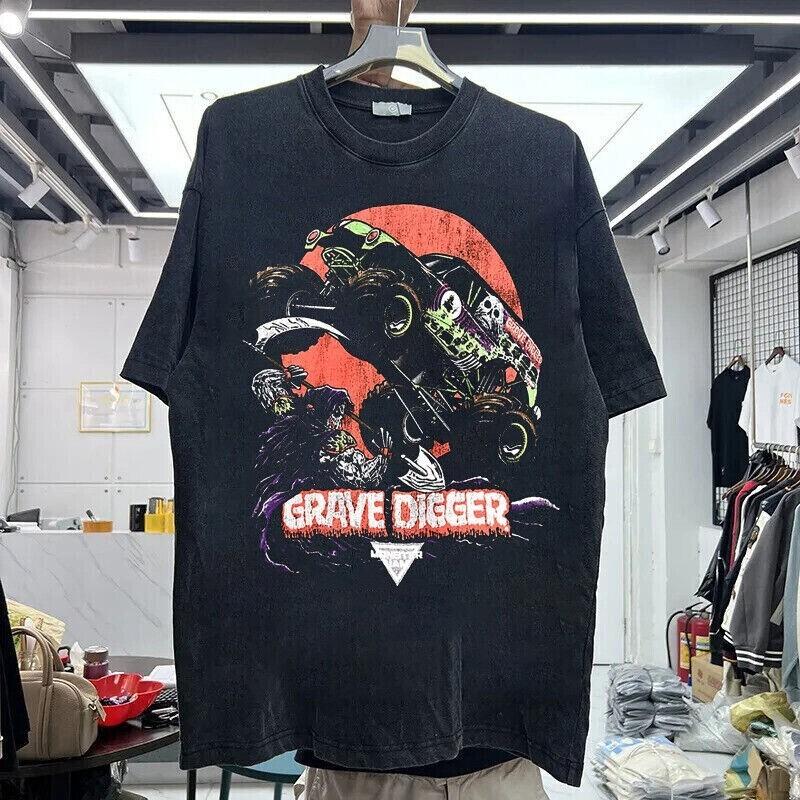 Monster Jam Grave Digger Графическая Черная Футболка с Коротким Рукавом Унисекс Мужская Женская Унисекс Футболка