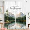 2pcs 2D Flat Printing Drapes Matthew 28 20 Mountain Lake Serene Pines 100% Polyester Without Electricity Birthday Party Perfect