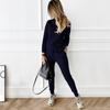 Women's Solid Color Sweater Set Fashion Casual Thread Turtleneck Pullovers Elastic Trousers Knitted Two Piece Sets Autumn Winter