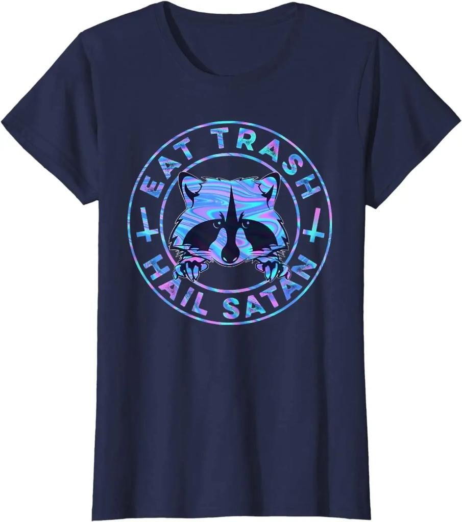 Animal Eat Trash Hail Satan Trippy Hippie Cute Raccoon T-Shirt Clothing Casual Cotton Daily Four Seasons Tees T Shirts Unisex
