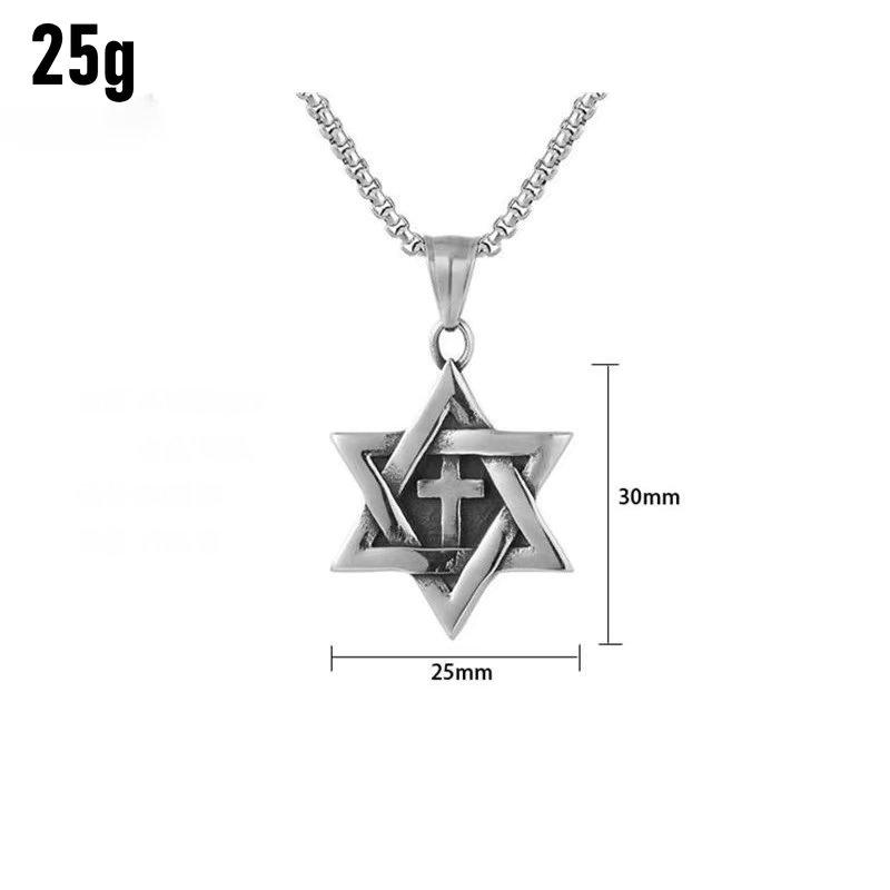 Крутое мужское ожерелье с шестиугольным крестом в виде звезды Давида из нержавеющей стали