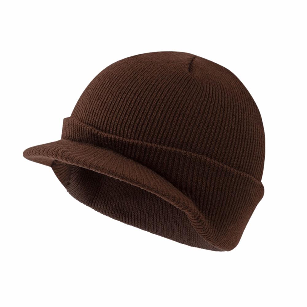 Earflap Short Brim Beanie Cap Thicken Add Plush Lined Hat Fashion Warm Knitted Peaked Cap Winter