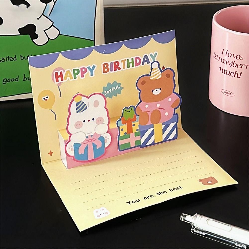 Ins Style Cartoon Birthday Card Cute Folding Postcard Creative Gift Card Friend