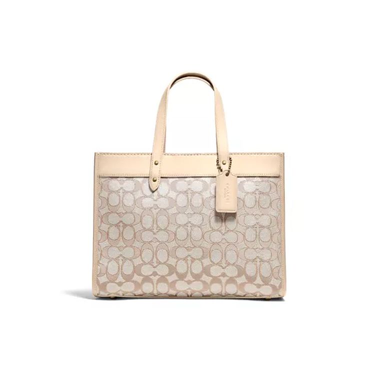 Coach Поле 30 Классическая сумка-тоут из жаккардовой замши с монограммой Женские сумки-тоут Бежевая C3282-B4SHG