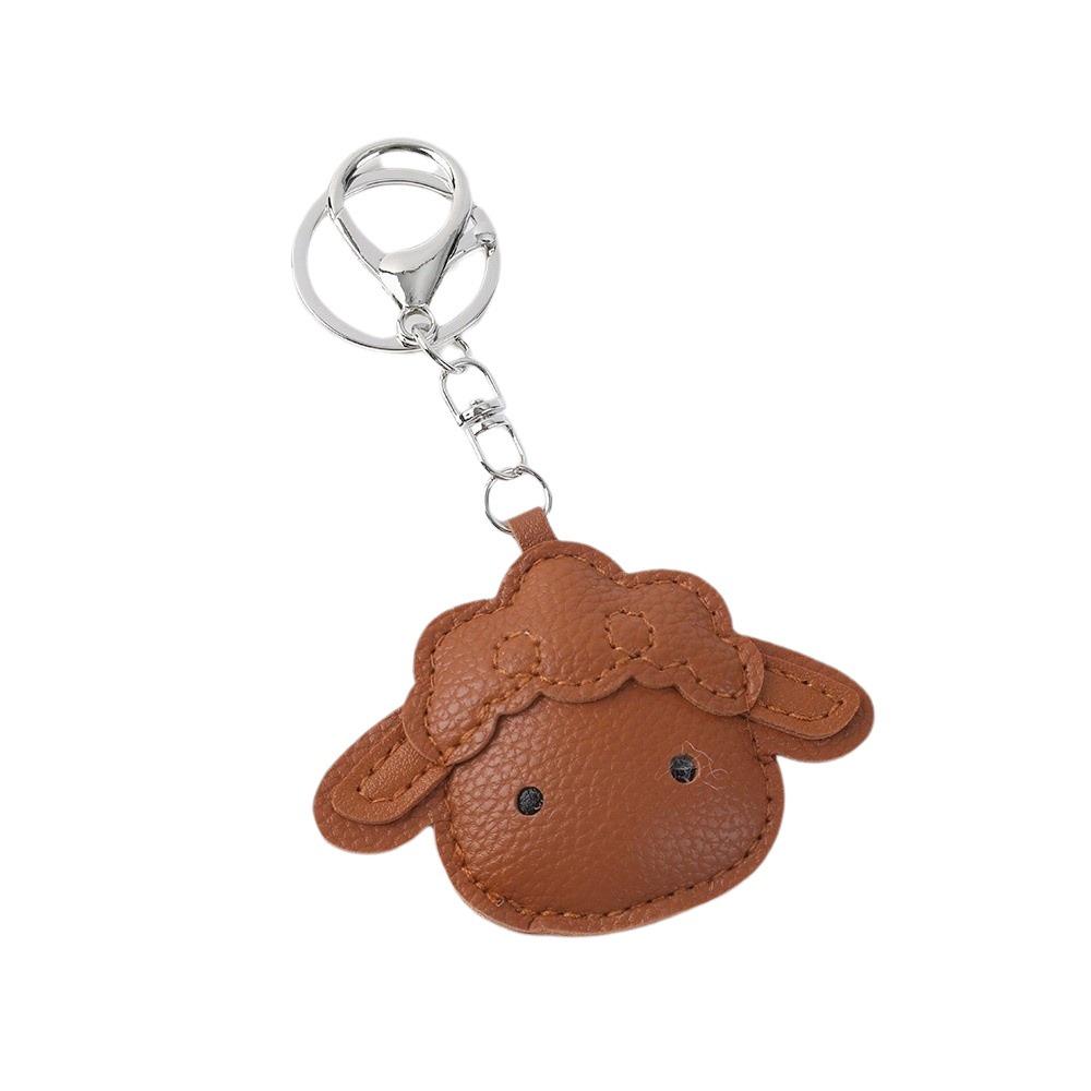 Cute Lamb Keyring Cartoon Car Key Ring Fashion Sheep PU Leather Keychain  Goat Ornament