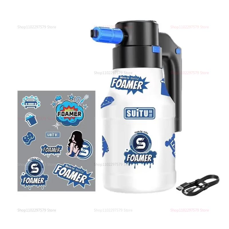 Электрический пеногенератор 1,5 л для автомойки, перезаряжаемый через USB, бутылка для воды для мытья окон автомобиля, оборудование для мойки транспортных средств на открытом воздухе