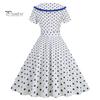 Женское праздничное платье Vinatge, большой подол, контрастный цвет, точечный принт, высокая талия с поясом, молния сзади, короткий рукав, кукольный воротник, 50-е, 60-е годы, выпускной, свадьба, принцесса