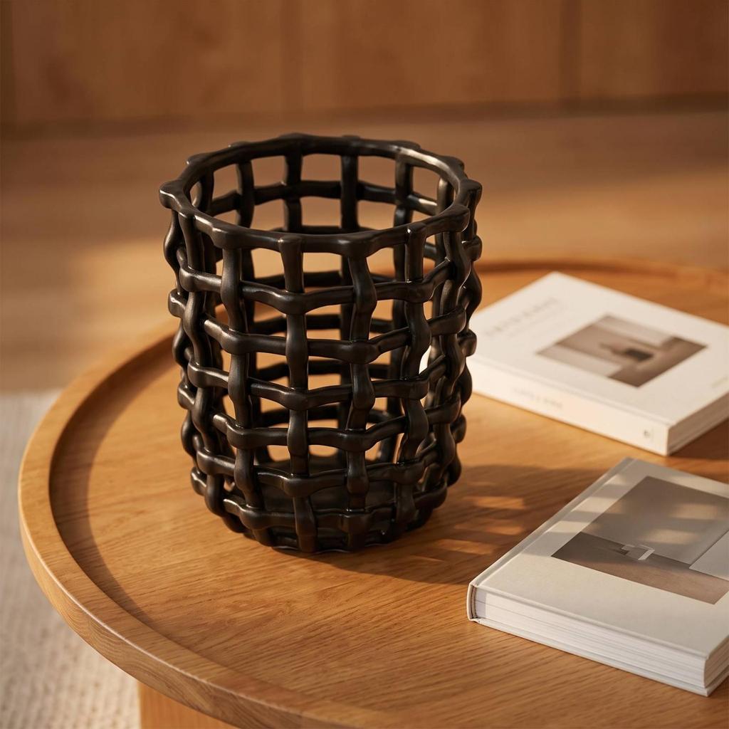 Pot with Openwork Lattice Structure, Modern Woven Storage Basket