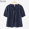 Women Casual Round Neck Loose Half Sleeve Blouse