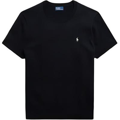 Polo Весна-Лето 23 Однотонная Вышитая Свободная Короткая Рукавная Футболка Женская Футболка Черная WMPOSWENC020608-001