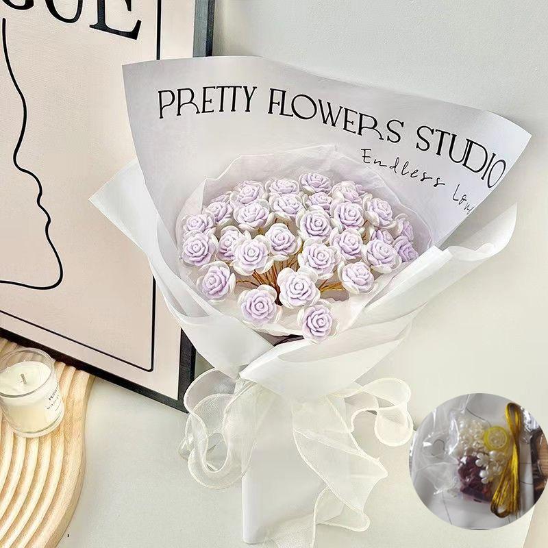 1Set DIY Rose Flower Material Bag Bouquet Not Withering Gift Wedding Party Handmade