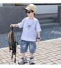 Boys' Summer Striped Short Sleeve Set 2026 New Style Handsome and Fashionable Little Boys' Summer Fashion Cool Wear with Jeans