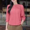ZANZEA Women Loose Round Neck 3/4 Sleeve Casual Blouse