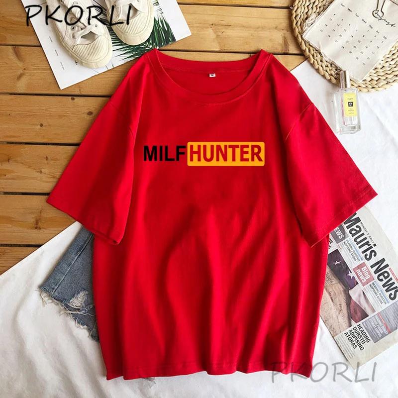 Футболка Milf Hunter Смешная Шутка Унисекс Хлопок Короткий Рукав Футболки Креативный Дизайн Взрослые Унисекс Топы Футболка Мужская Повседневная Уличная Одежда