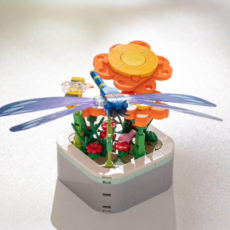 Совместимые с Lego Строительные блоки «Насекомые и животные»: Развивающая игрушка для сборки цветов и праздничный подарок для настольных украшений детей