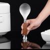 304 Stainless Steel Wooden Handle Rice Spoon Standing Design Round Edge Heat-resistant Non-stick Rice Paddle Kitchen Gadgets