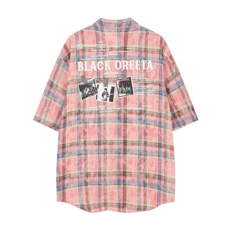 Летняя новая повседневная рубашка с рукавами пять четвертей, свободная рубашка большого размера с короткими рукавами для мужчин и женщин