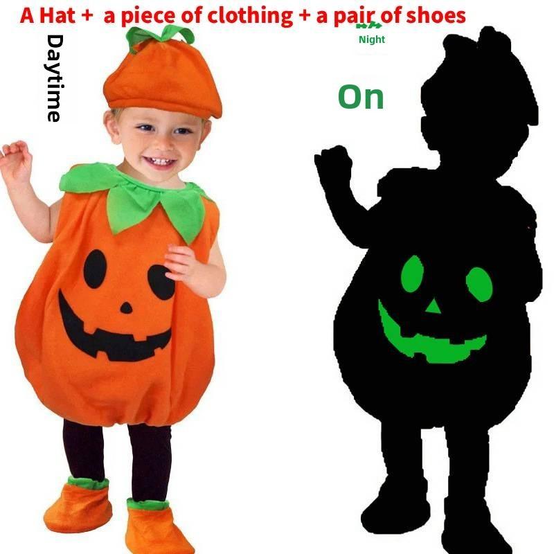 Childrens Boy Halloween Ghost Skeleton Performance Costume With Luminescent For Kids 3 To 8 Years