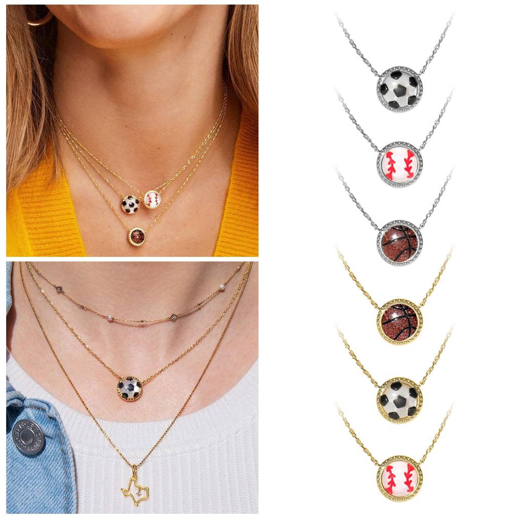 Unisex Fashion Sweater Chain Ivory Mother Of Pearl Football Short Pendant Necklace Boys Gift Girls Gift Birthday Gift