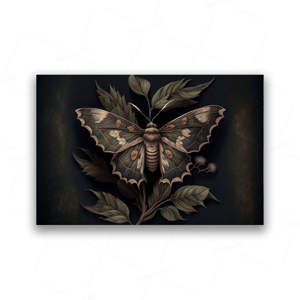 Ботанический мотылек Dark Cottagecore настенная живопись на холсте Moody цветочные постеры и настенные панно с принтом Эстетическая комната домашний декор