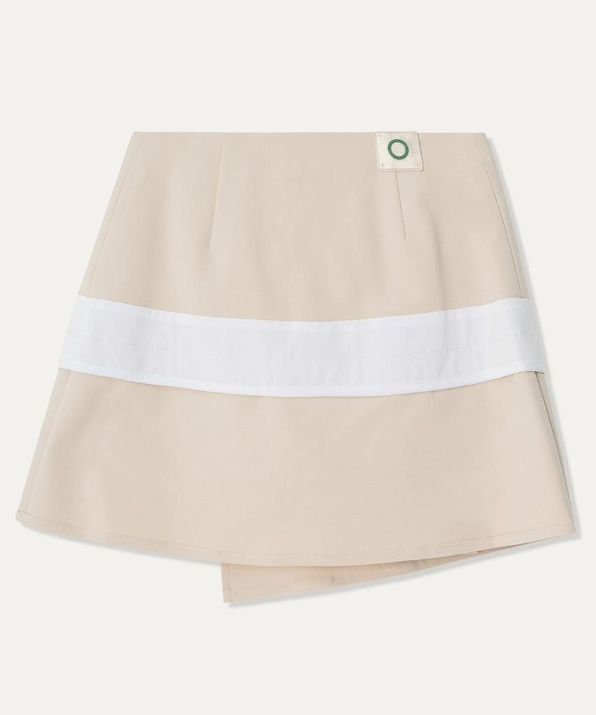 Mayol Contrast Cotton Blend Wrap Skirt_Light Beige