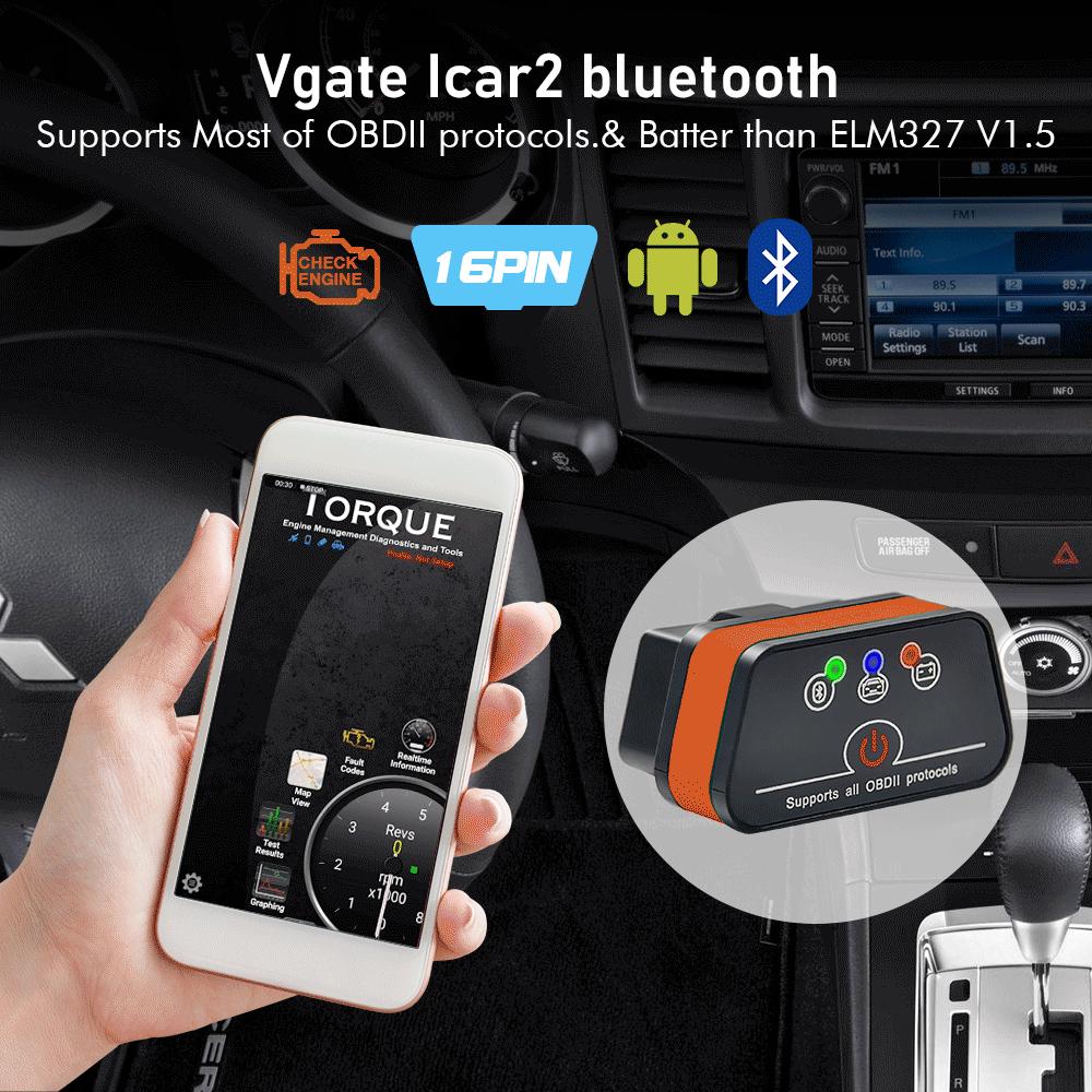 Vgate iCar2 obd2 bluetooth-сканер ELM327 V2.2 obd 2 wifi icar 2 автомобильные инструменты elm 327 для android/PC/IOS считыватель кодов