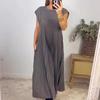 2024 Autumn/Winter European & American Fashion Sleeveless Pleated Maxi Dress