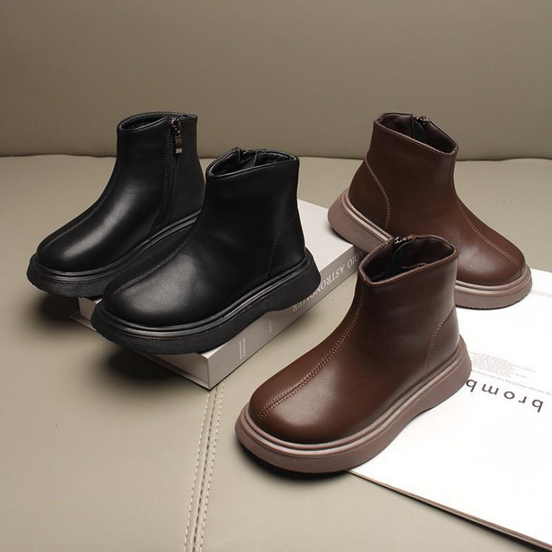 Fashion Retro Children's Leather Boots Spring and Autumn Baby Short Boots Casual Simple Children's Boots