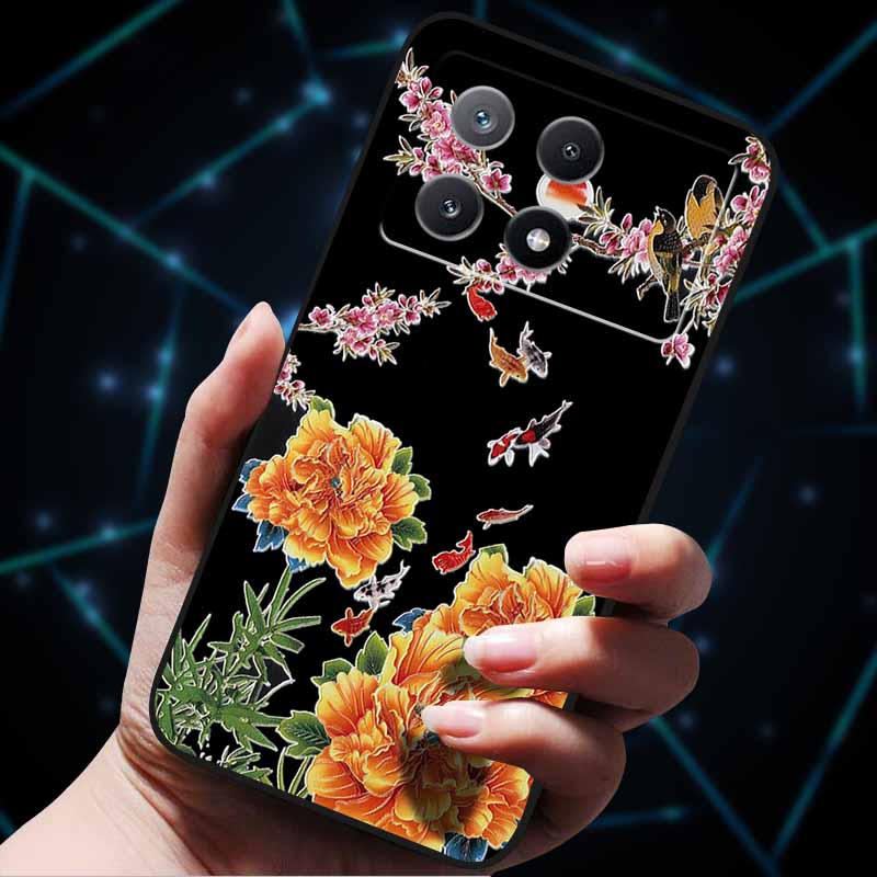 3D Flowers Emboss Fundas For Poco X6 Pro Case Soft Silicone Phone Case for Xiaomi Poco X6 Pro Poco X 6 Pro X6Pro Pocox6 Pro Bags