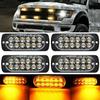 4PCS 12 Strobe LED Amber Hazard Beacon Emergency Flashing Side Marker Light Bars Warning Signal