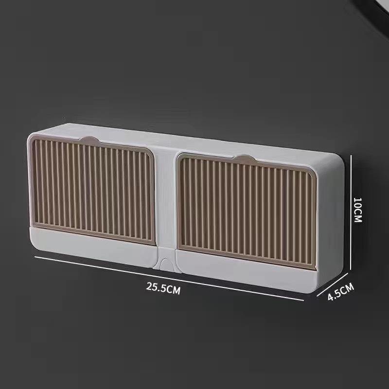 Настенная мыльница с крышкой - Не требует сверления, Креативный дизайн, Высококлассный держатель для мыла для ванной комнаты, Дренажная коробка