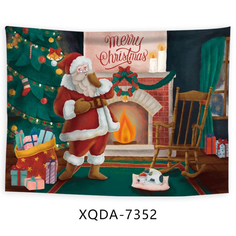 Рождественская Елка Гобелен Санта Клаус Висит Ткани Фон Ткани Рождественская Елка
