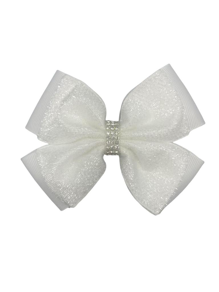 European Style Kids Sequin Bow Hair Clip with Rhinestones - Shiny Double Layer Accessory