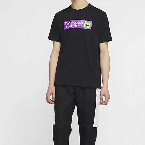 Nike Черная мужская винтажная футболка с коротким рукавом в американском стиле с принтом инопланетянина