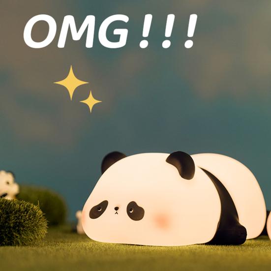 Ночной светильник с милой пандой, новинка, прикроватная лампа с изображением животных и таймером, сенсорное управление, регулируемая силиконовая декоративная лампа