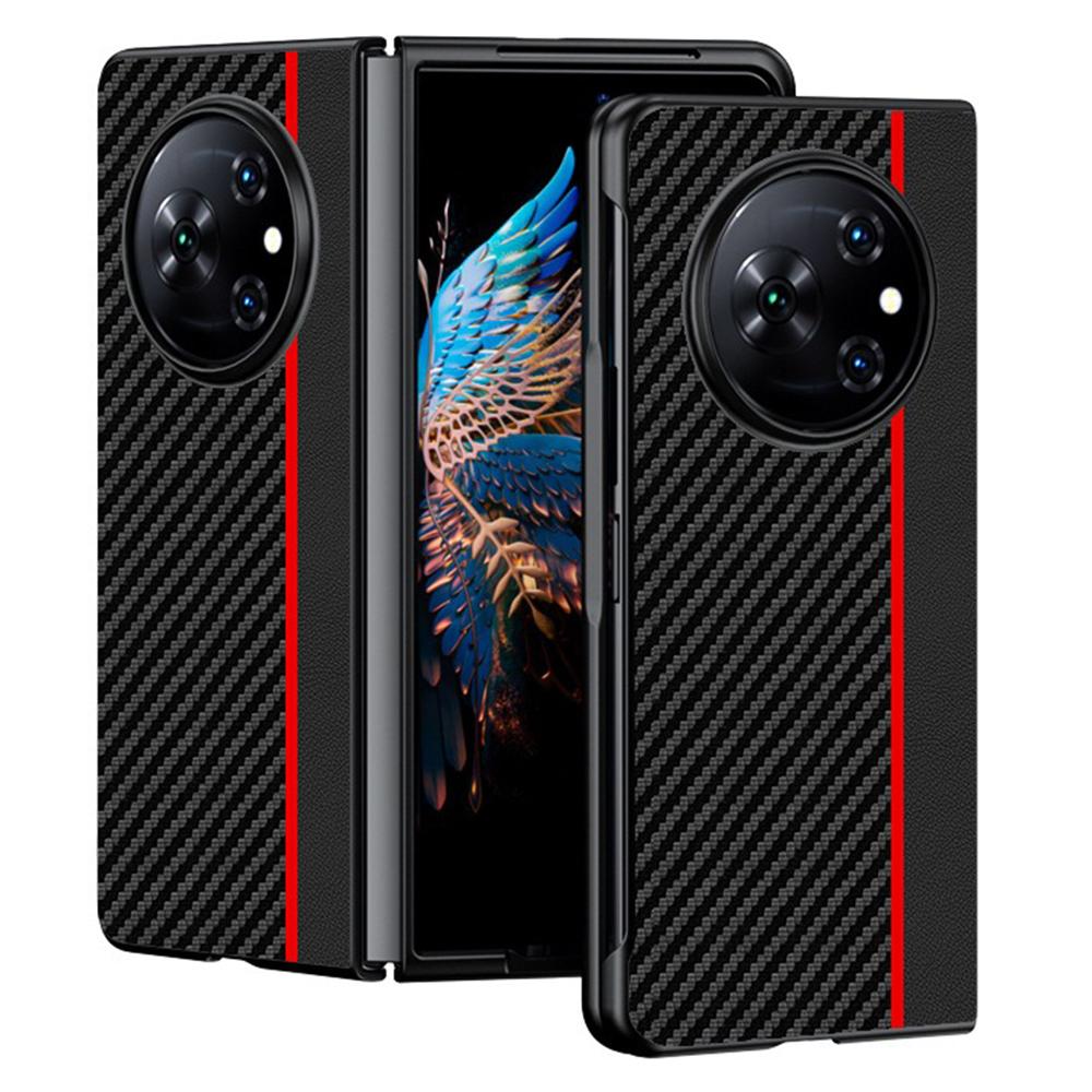 For TECNO Phantom V Fold Case Carbon Fiber Texture Leather + PC Anti-Drop Folding Phone Cover