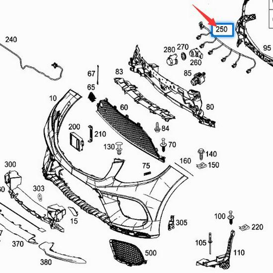 Mercedes-Benz ML/GLE/GL/GLS W292 Жгут датчиков парковки переднего бампера