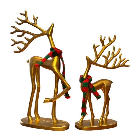 1/2 шт. Рождественская статуэтка оленя с шарфом, минималистичная фигурка силуэта лося, скульптура оленя, украшение для дома, офиса, рабочего стола