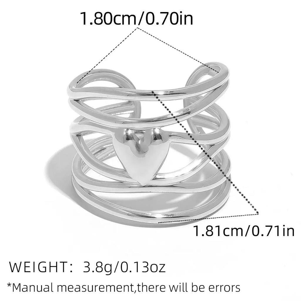 Silver Color Stainless Steel Rings for Women Men Vintage Heart Shaped Leaf Wings Flower Open Rings Waterproof Jewelry Wholesale