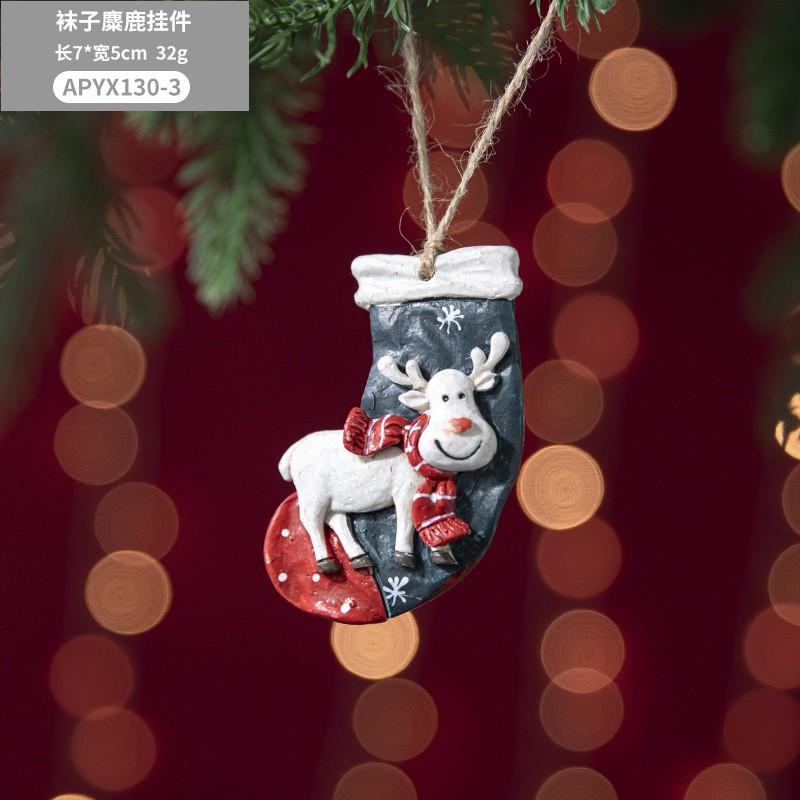 Resin Christmas Ornaments Vintage Style Reindeer Santa Horse Tree Hanging Decorations Xmas Party