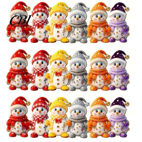 Christmas Home Indoor Decorations Snowman Wooden Ornaments, 2D Flat Vintage Xmas Tree Hanging Party Ornaments for Decoration, Cute Winter Ornament