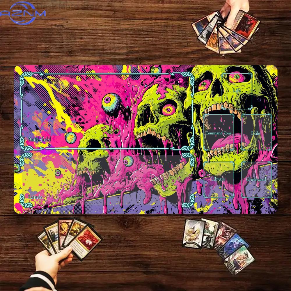 Neonstyle Horror Skull Magic Card Battle Mat Mtg Playmat Antislip Base 35x60cm Gathering Gaming Mats Board Game Mat For Tcg