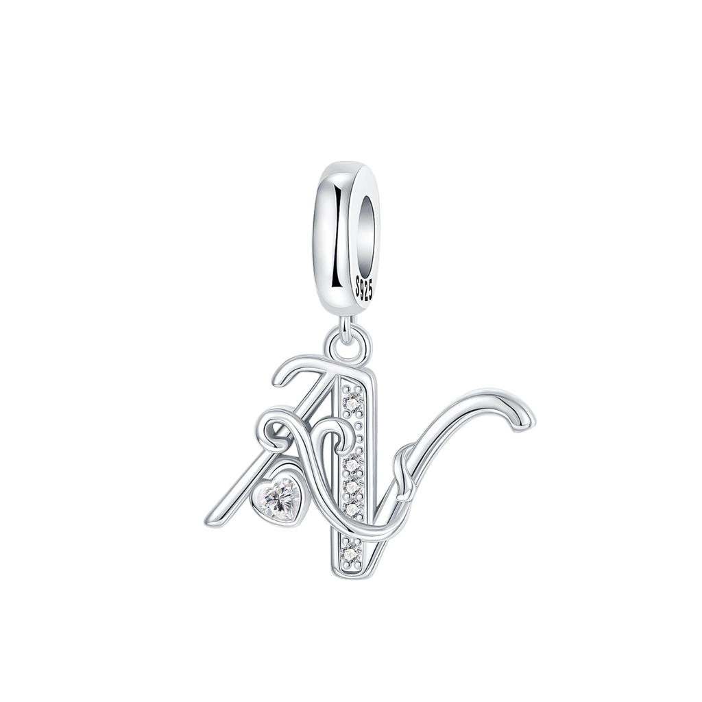 Оригинальные подвески-шармы с буквами алфавита от A до Z, медные, инкрустированные цирконом, подвески с любовными письмами, ювелирное украшение в подарок, подходят для браслета-бенгла