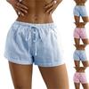 Women's Summer Striped Drawstring Elastic Waist Casual Sports Shorts