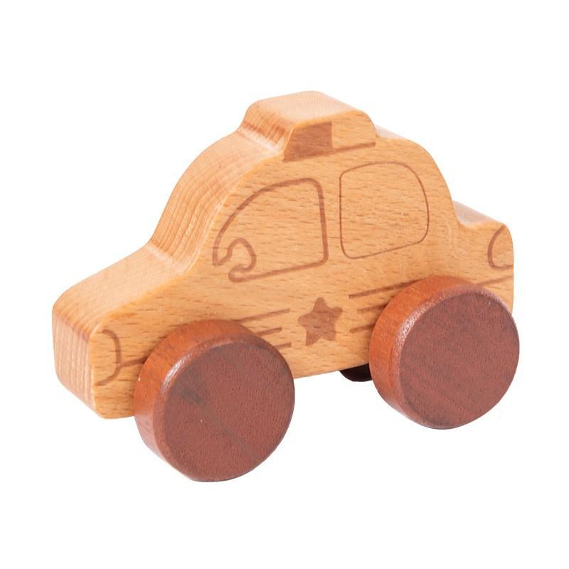 Baby Appease Cartoon Animal Car Inertia Pull Back Car Simulation Wooden Car Model Sliding Toy