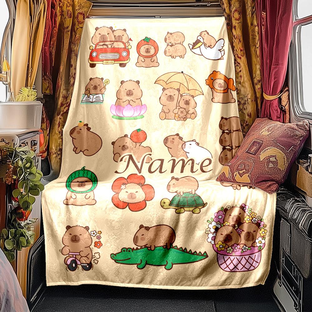 Bear Couple Blanket Personalized Name Soft Comfortable Stylish Blanket Car Blanket Perfect For Travel Camping Outdoor Home Suitable For All Seasons